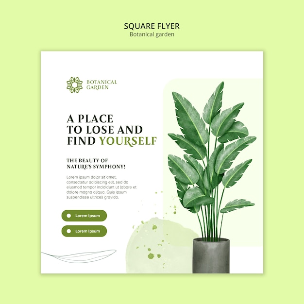 Free PSD flat design botanical garden template