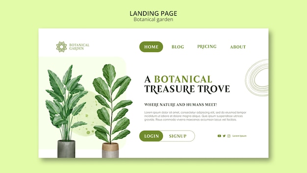 Free PSD flat design botanical garden template