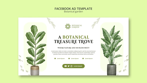 Free PSD flat design botanical garden template