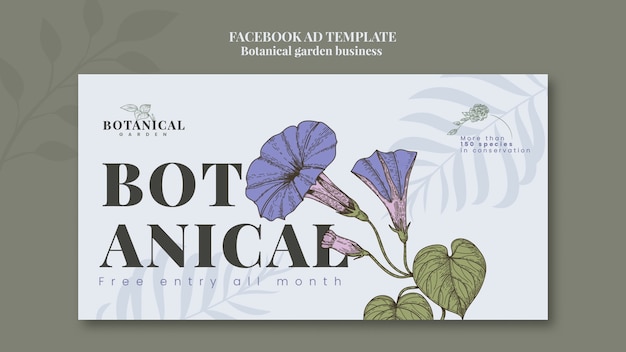 Free PSD flat design botanical garden template