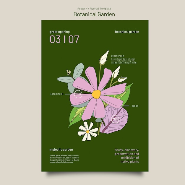 Flat design botanical garden template