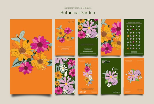 Free PSD flat design botanical garden template