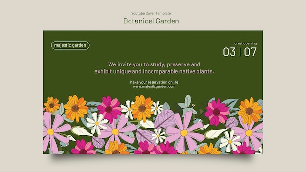 Free PSD flat design botanical garden template