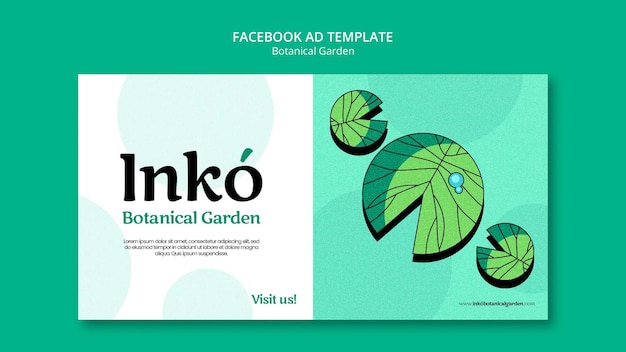 Free PSD flat design botanical garden  template