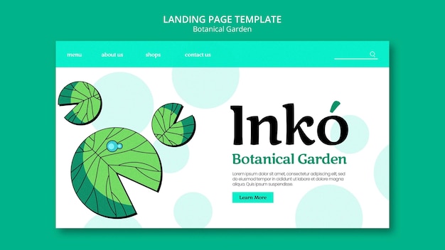 Free PSD flat design botanical garden  template