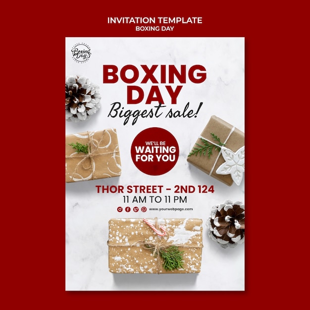 Flat design boxing day template