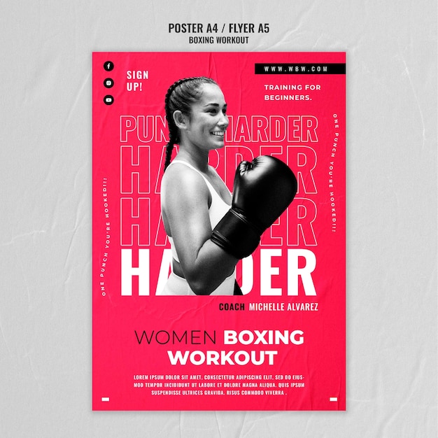 Free PSD flat design boxing poster template design