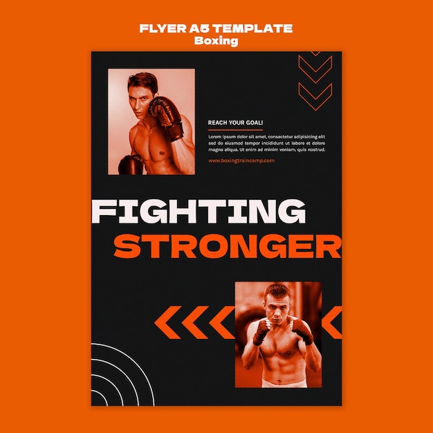 Free PSD flat design boxing poster template