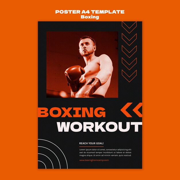 Flat design boxing poster template