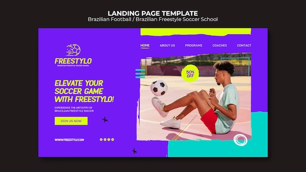 Flat design brazilian football landing page