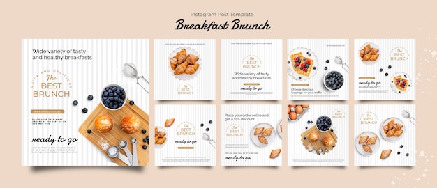 Free PSD flat design breakfast brunch template