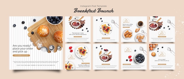 Free PSD flat design breakfast brunch template