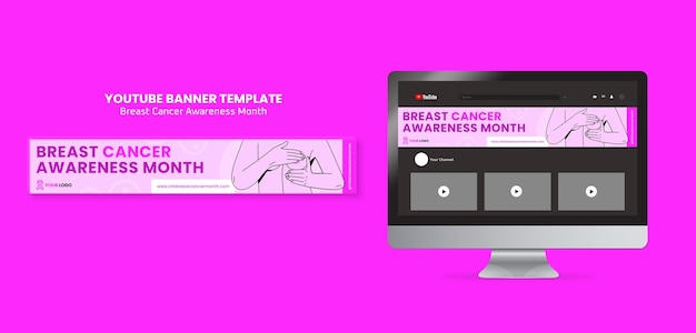 Flat design breast cancer awareness month template