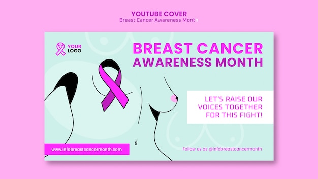 Free PSD flat design breast cancer awareness month template