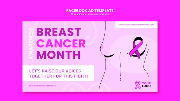 Free PSD flat design breast cancer awareness month template