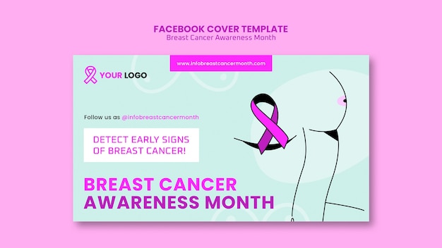 Free PSD flat design breast cancer awareness month template