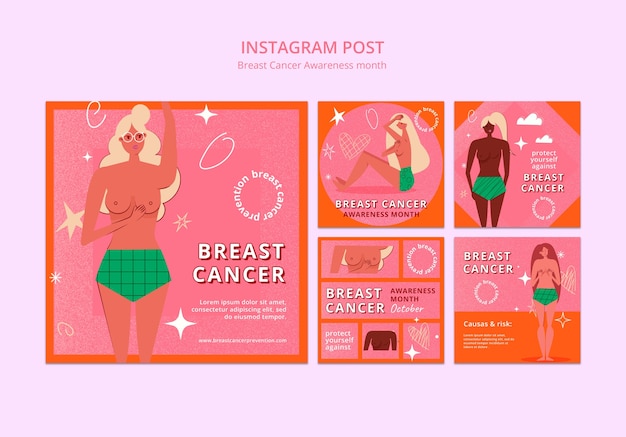 Free PSD flat design breast cancer template