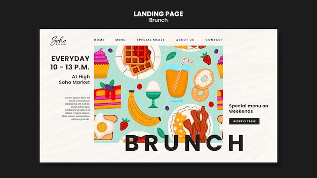 Free PSD flat design brunch template