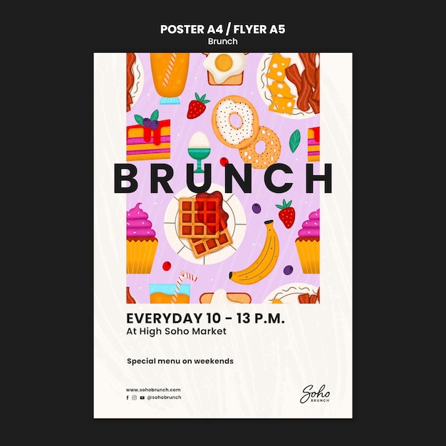 Free PSD flat design brunch template