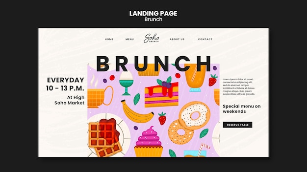 Free PSD flat design brunch template