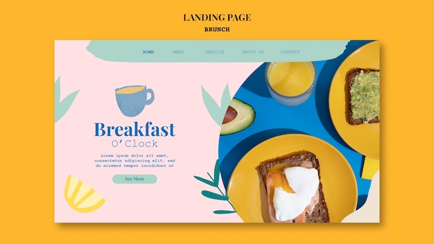 Free PSD flat design brunch template