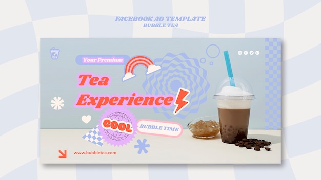 Free PSD flat design bubble tea template