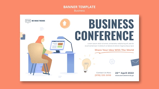 Flat design business banner design template