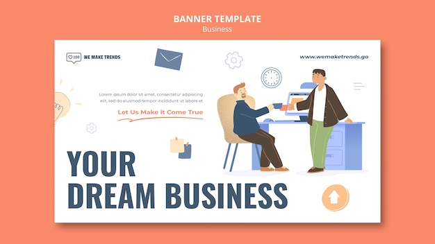 Free PSD flat design business banner design template