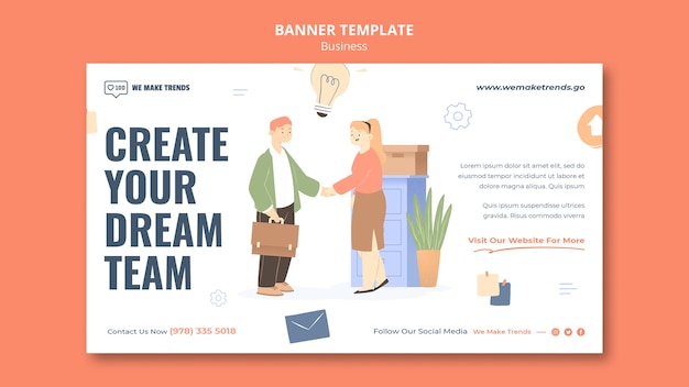 Free PSD flat design business banner design template