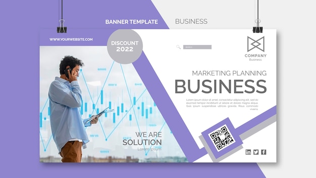 Free PSD flat design business banner template