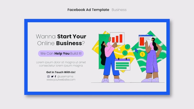 Flat design business facebook ad template