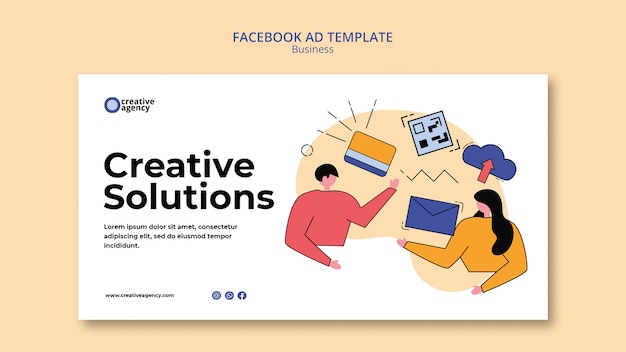 Free PSD flat design business facebook ad template