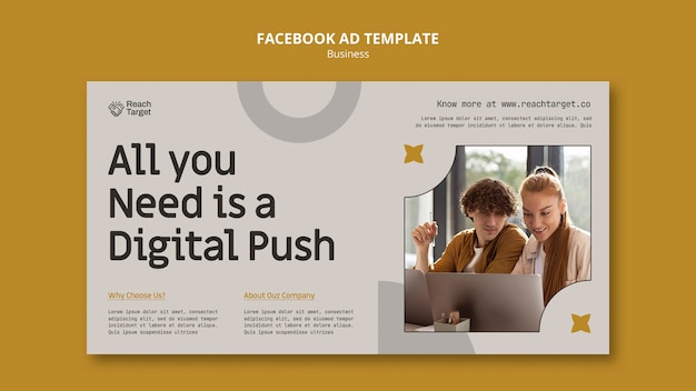 Flat design business facebook ad template