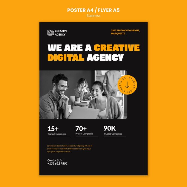 Free PSD flat design business plan poster template