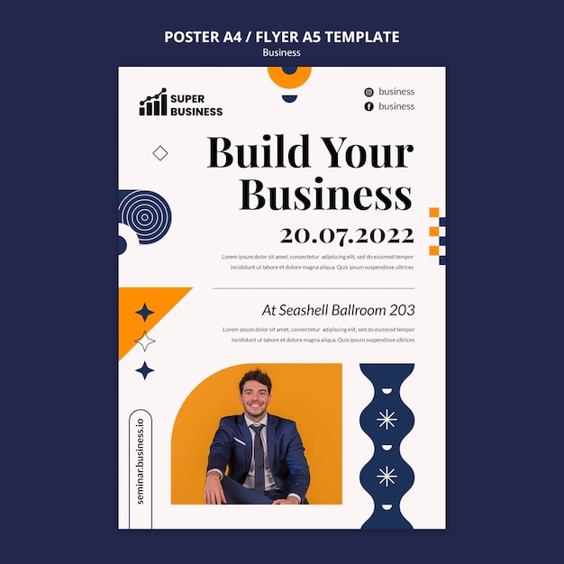 Flat design business poster template