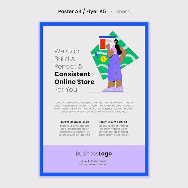 Flat design business poster template