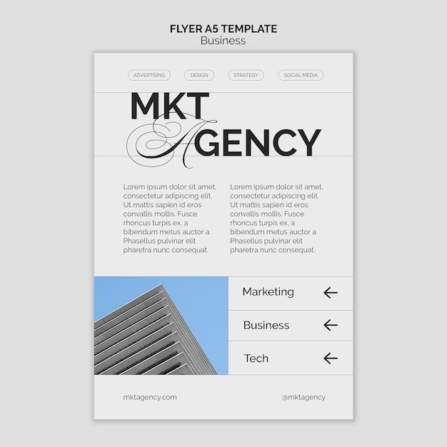 Free PSD flat design business strategy flyer template