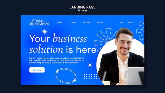 Free PSD flat design business strategy landing page