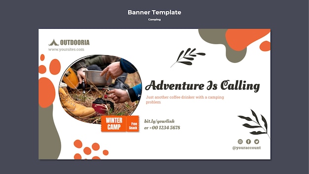 Flat design camping banner template