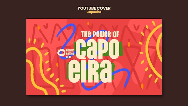 Free PSD flat design  capoeira youtube cover template