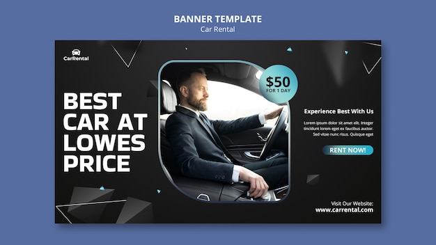 Flat design car rental banner template