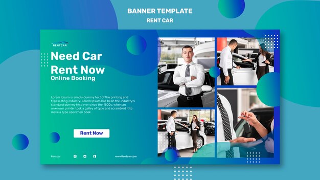 Flat design car rental banner template