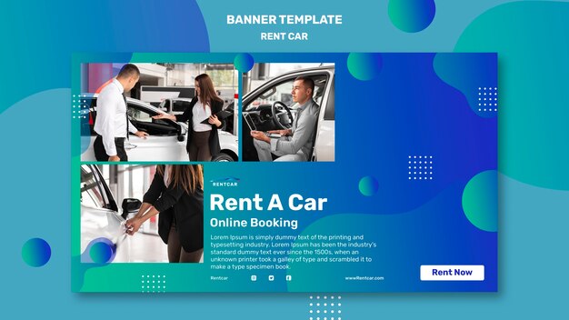 Flat design car rental banner template