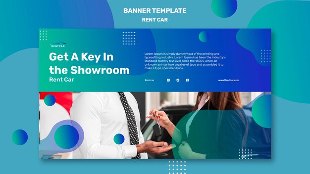 Flat design car rental banner template