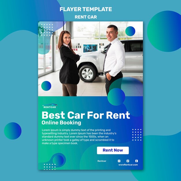 Flat design car rental poster template