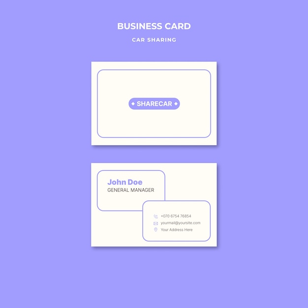 Free PSD flat design car sharing business card template