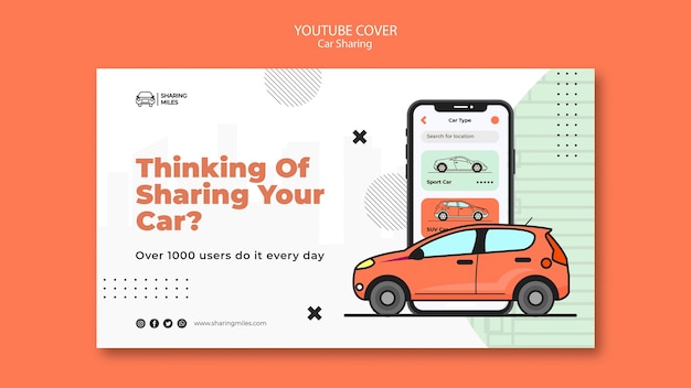 Free PSD flat design car sharing template