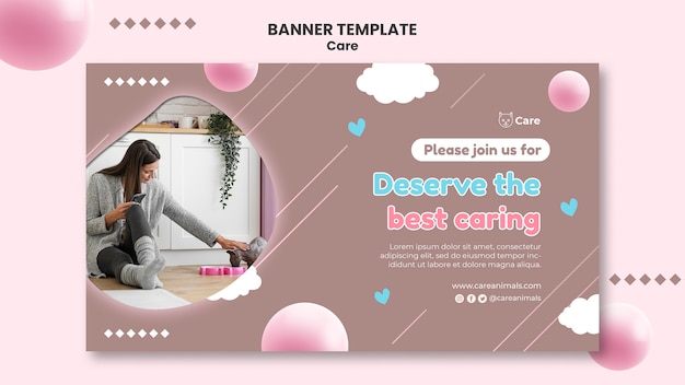 Free PSD flat design care template of banner