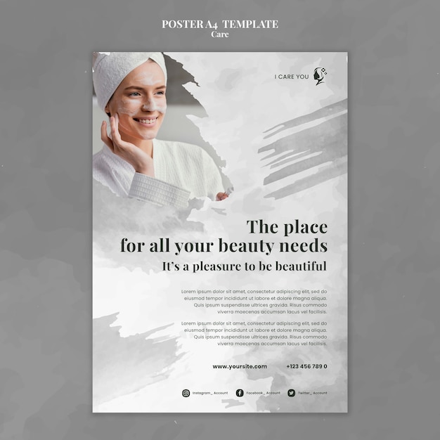 Flat design care template of poster