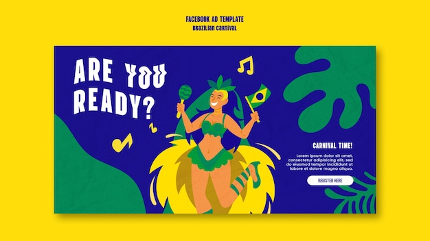 Free PSD flat design carnival celebration facebook template